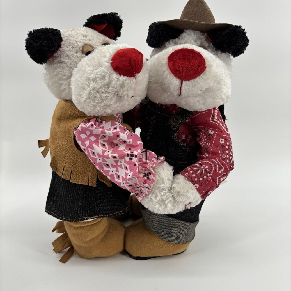 Dan Dee Animated Dogs Dancing Musical Stuffed Plush Western Couple 14" Rare